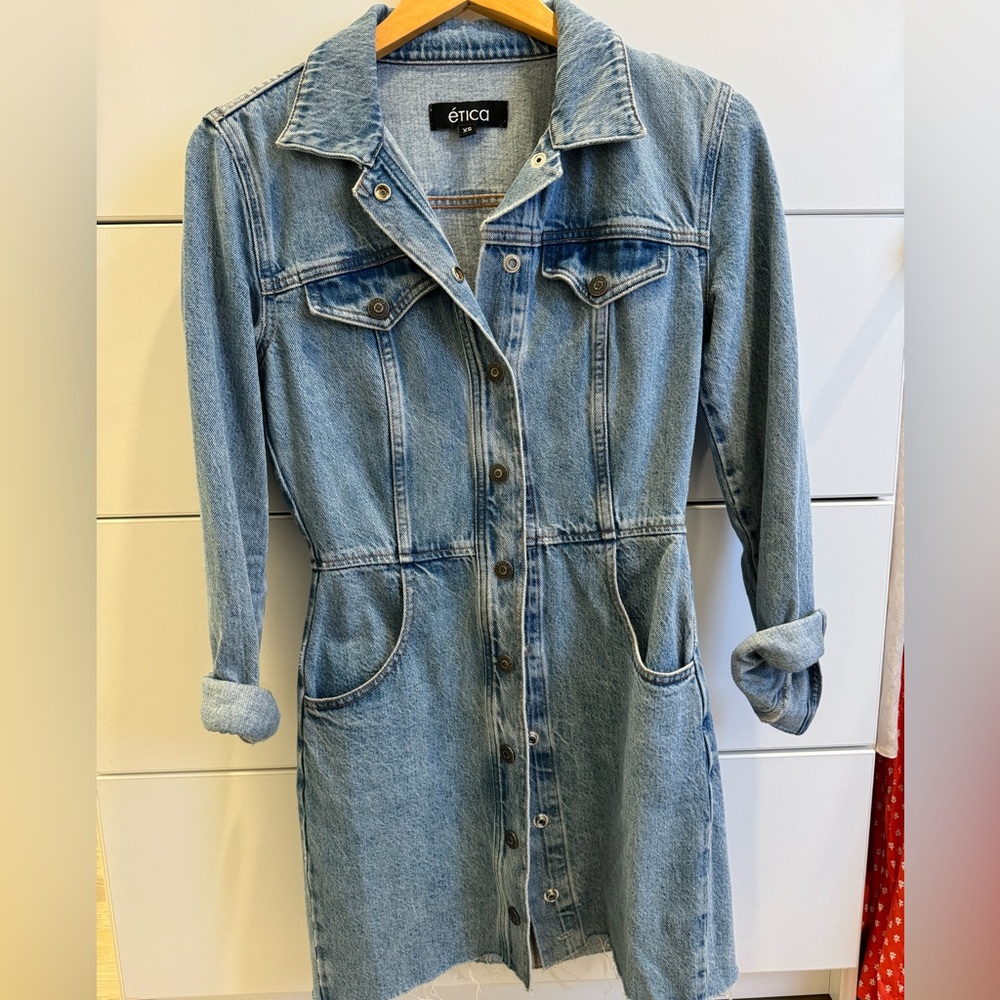 Etica Jean button down dress size XS.